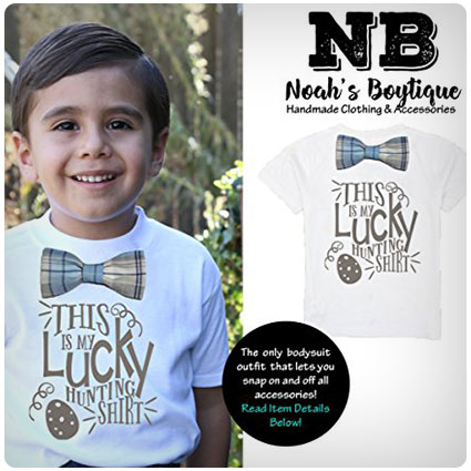 Noah's Boytique Easter Egg Hunting Shirt With Bow Tie