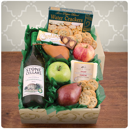Fruit, Cheese & Stone Cellars Chardonnay Wine Gift Box