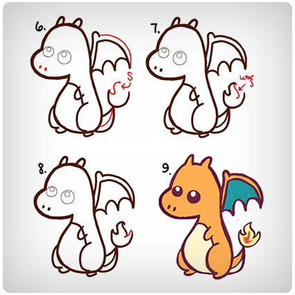 How to Draw a Cute Baby Chibi Charizard