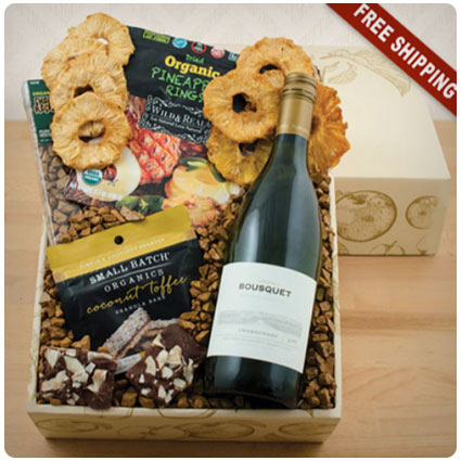 Organic White Wine & Snax Gift Box