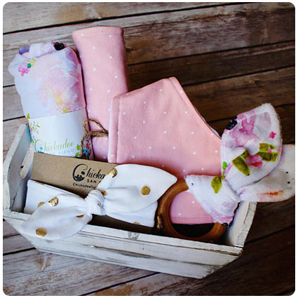 Watercolor Floral Baby Gift Basket