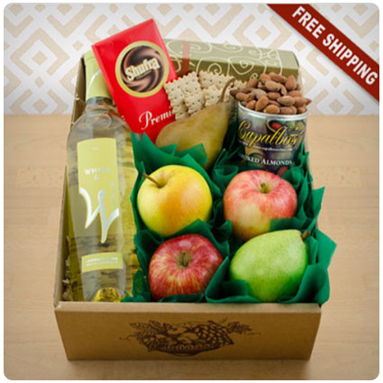 White Wine, Fruit & Snax Gift Box