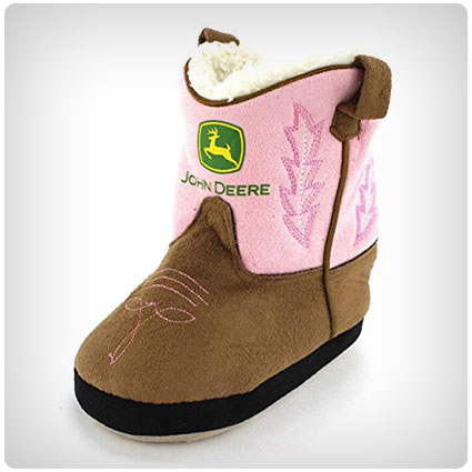 John Deere Pink Sherpa Lined Boot Slipper