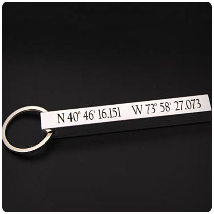 Custom GPS Coordinates Bar Key Chain