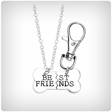 Dog Bone Best Friends BFF Friendship Necklace Keychain