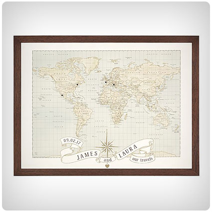 Personalized Anniversary Pushpin World Map