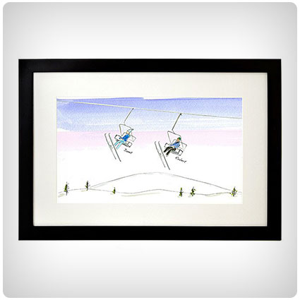 Personalized Family Ski Snowboard Art