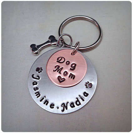 Personalized Pet Names Love My Dogs Keychain