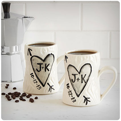 Personalized Porcelain Faux Bois Mug Set