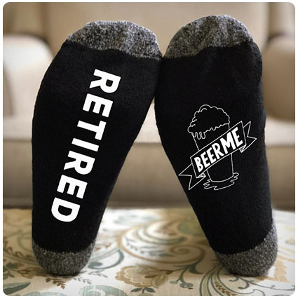 Retired Beer Me Funny Socks