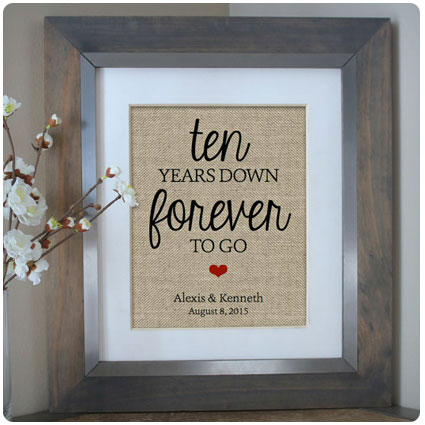 Ten Years Down Burlap Print