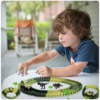 ALIKEY Race Car Tracks Dinosaur Toys World