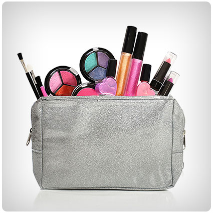 Kids Washable Makeup Set With A Glitter Cosmetic Bag