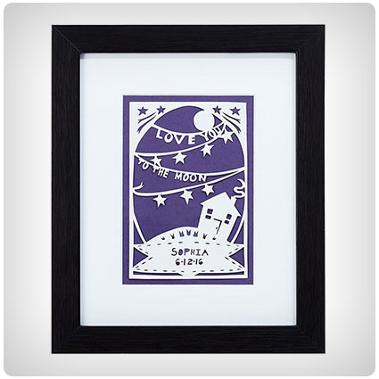 Love You To The Moon Personalized Papercut