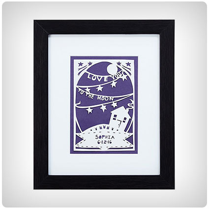 Love You To The Moon Personalized Papercut