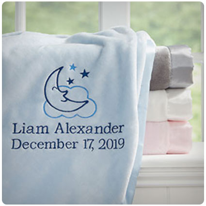 Moon & Stars Personalized Boy Baby Blanket