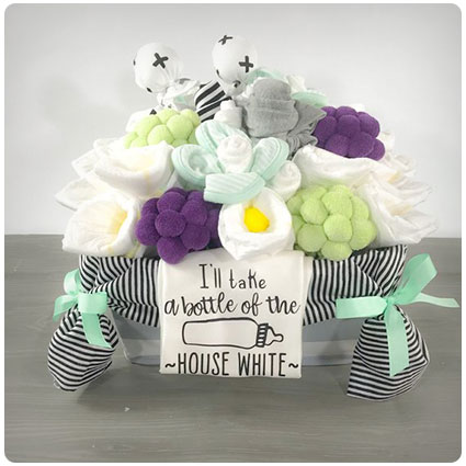 New Parents Wine Lovers Gender Neutral Baby Gift Basket