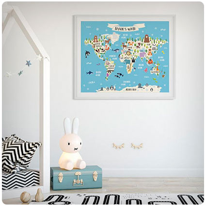 Personalized Animal World Map Print