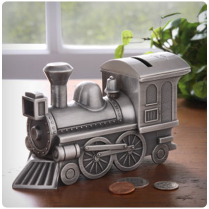 Pewter Choo-Choo Train Bank