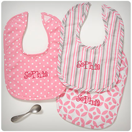 Pretty In Pink Personalized Baby Bib Set