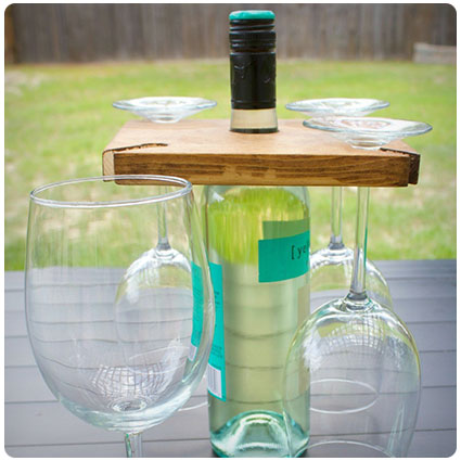Diy Wine Bottle and Glasses Holder